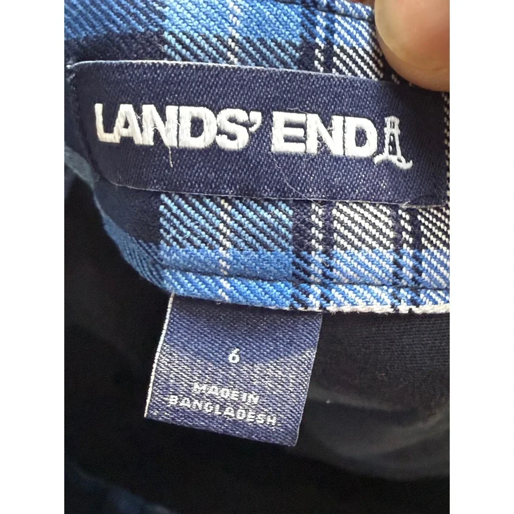 Lands End Blue Plaid Pleated A-Line Skirt Womens Size 6 Preppy Academic